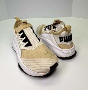 Puma Women's Tsugi Jun Ignite Knit Sneakers in Pebble/Puma White Size 7